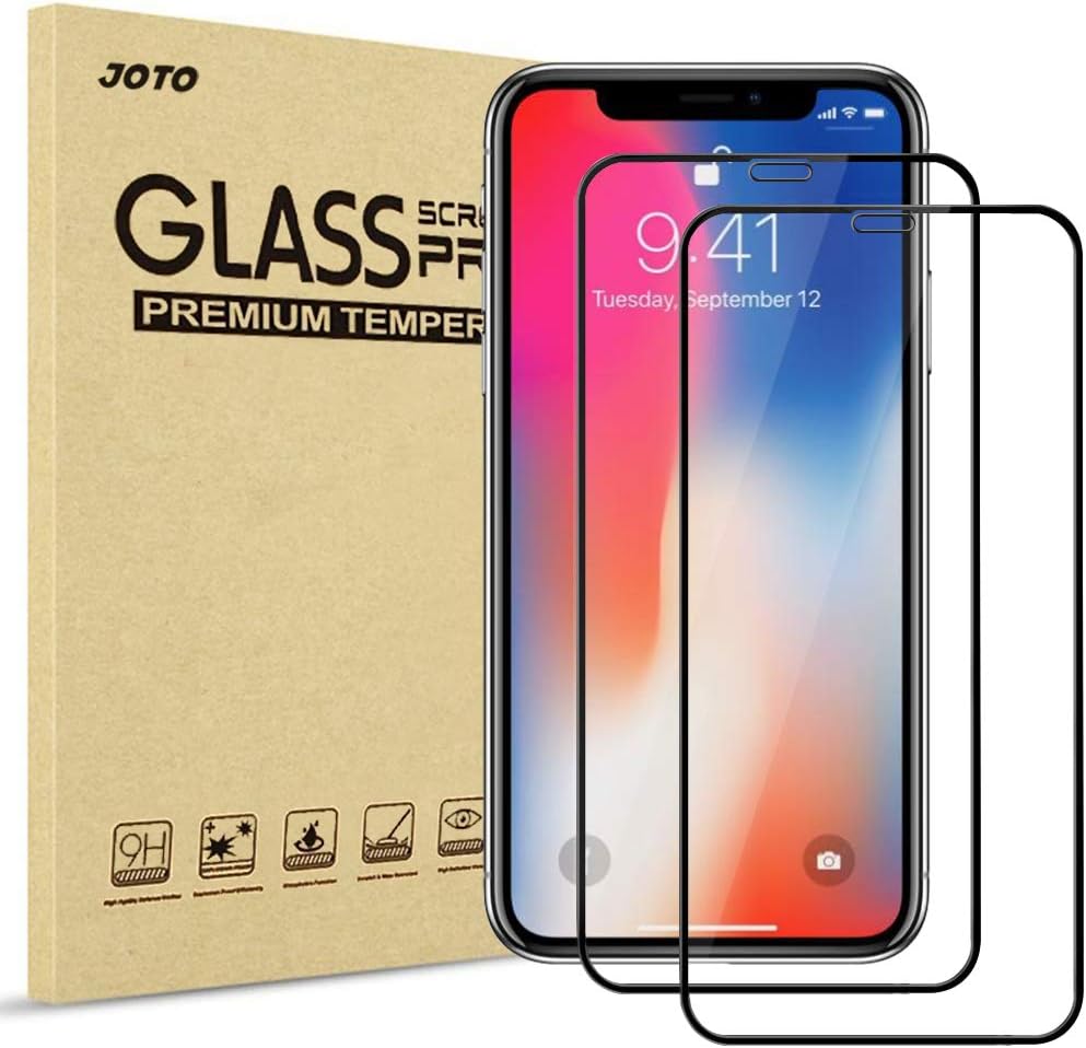 JOTO Screen Protector for iPhone 11 Pro/iPhone Xs/iPhone X,Full Screen Tempered Glass Film, Edge to Edge Protection Screen Cover for Apple iPhone 11 Pro 2019/iPhone XS/iPhone X -2 Pack Black