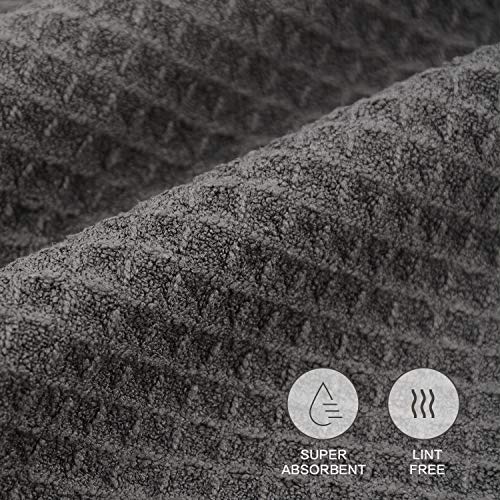 Sinland Microfiber Waffle Weave Kitchen Dish Cloth Washcloths Quick Drying Dish Towels 13Inch X13Inch (6 Pack Grey) #TOP4