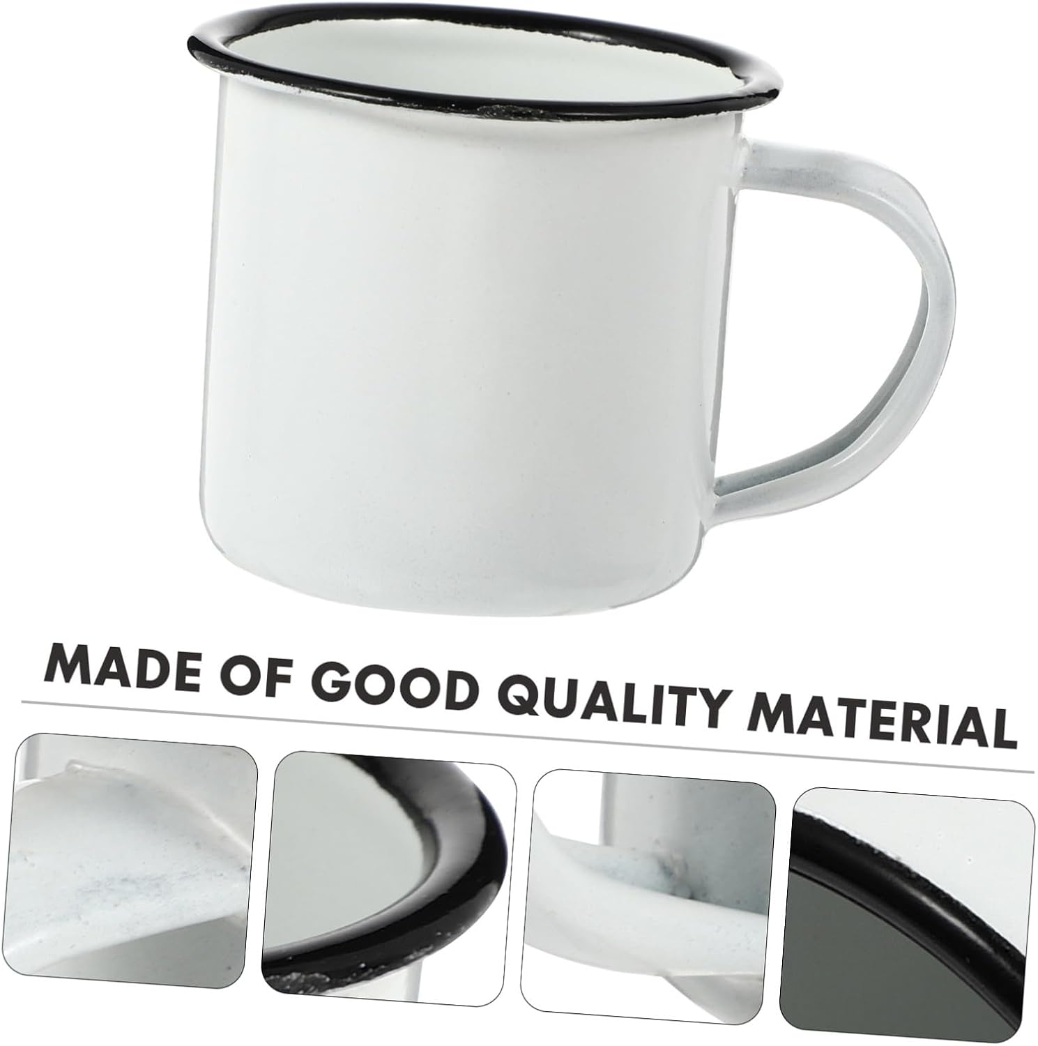 Lurrose Enamel Cup Camping Gear Metal Large Classic Mug Round Coffee and Tea Mug with Handle Iron Water Cup Camping Mug for Coffee Tea Milk, White Camping Cookware Enamel Camping Mugs
