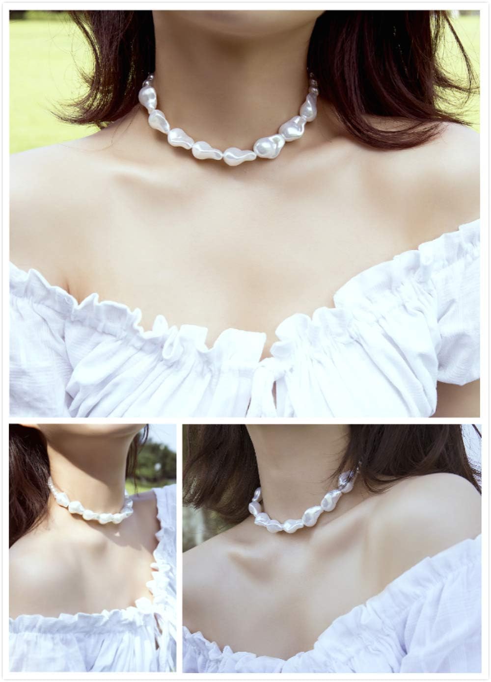 Sither Pearls Choker Necklace for Women Baroque Pearls Necklace Boho Pearls Choker Cute Jewelry for Gift - Image 3