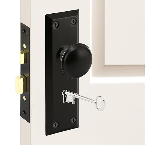 ReigaHood 1 Pack Mortise Keyed Lock Set with Classic Knobs,