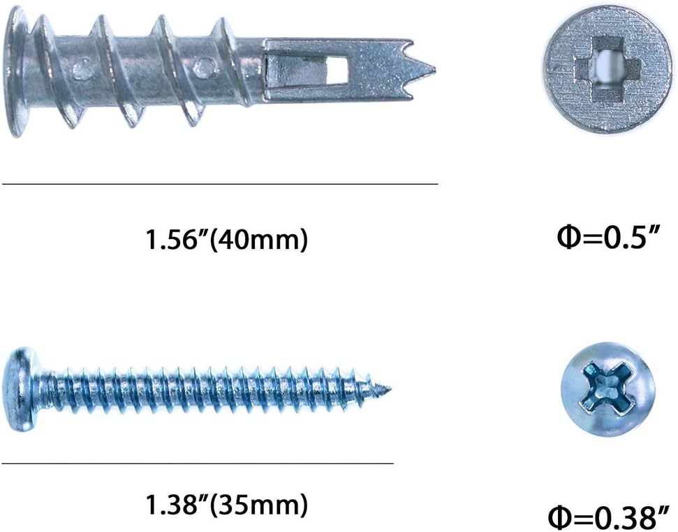 laffeya Zinc Self Drilling Plasterboard Anchors & Screws Kit, Heavy Duty Metal Hollow Wall Fixings - Image 3