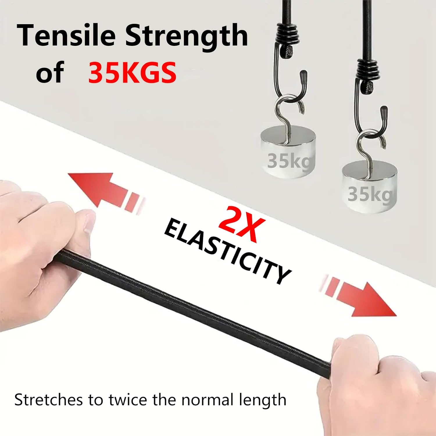 4-Pack Heavy Duty Bungee Cords (8mm x 24 Inch), Extra Strong Elastic Ropes with Secure Safety Hooks, Weather-Resistant for Trampoline Replacement, Home Gym Equipment, Camping & Outdoor Gear