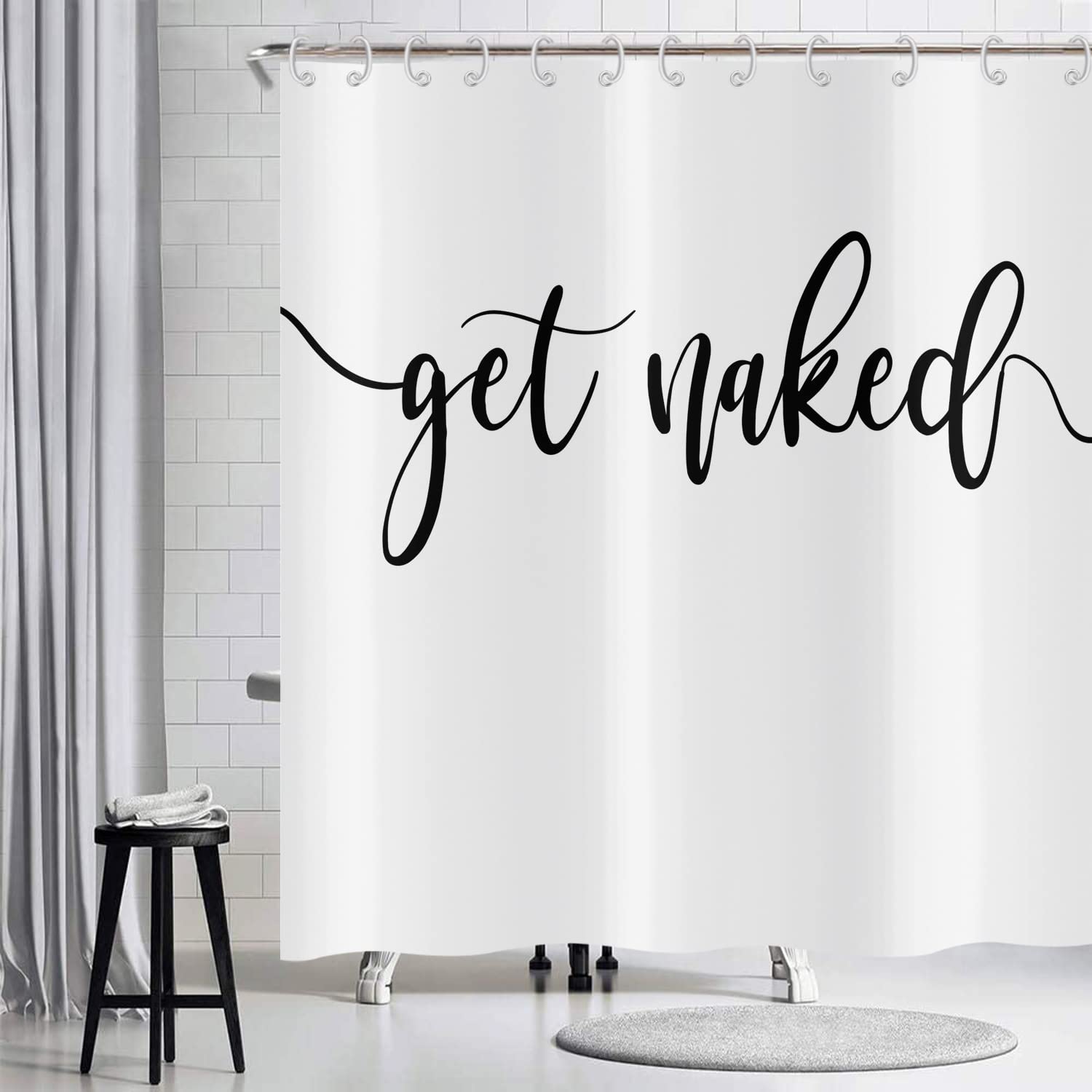 Hnmdmyi White Shower Curtain 180x180 - Image 2