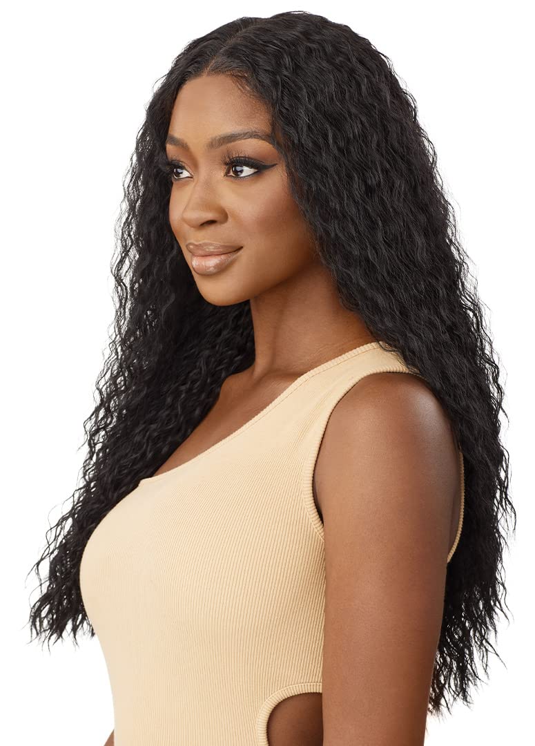 Outre - 5x5 Lace Closure Wig - Human Hair Blend - Peruvian Water Wave 24" (DARK BROWN 2)