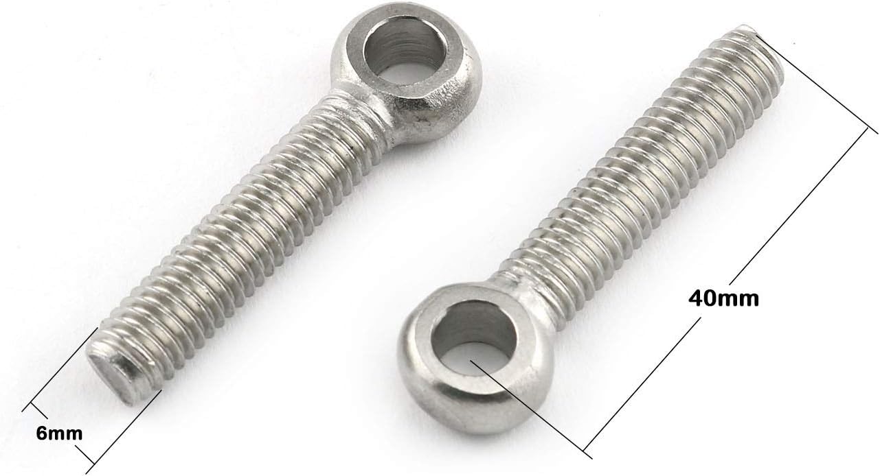 E-outstanding Lifting Ring Eye Bolt 6PCS M8x40mm 304 Stainless Steel Eye Bolt Screw Axle Pin Split Pin Shaft Pin Dowel Bolt Ring Screw Loop Hole Bolt