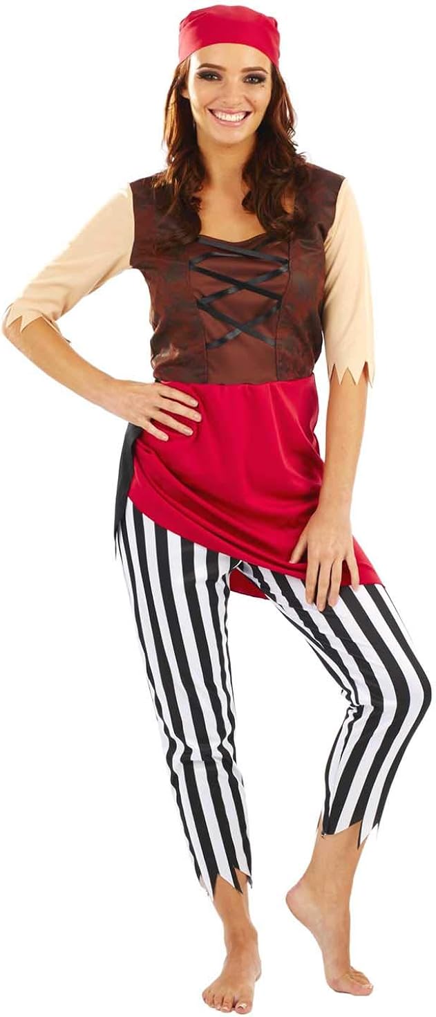 Miniatura 2 de Fun Shack Disfraz de pirata para mujer disfraz rojo de Halloween disponible en tallas S M L XL