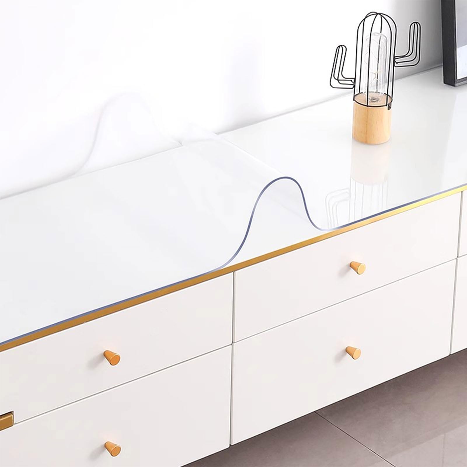 Nappe Transparente PVC Lavable pour Table Basse et Salon