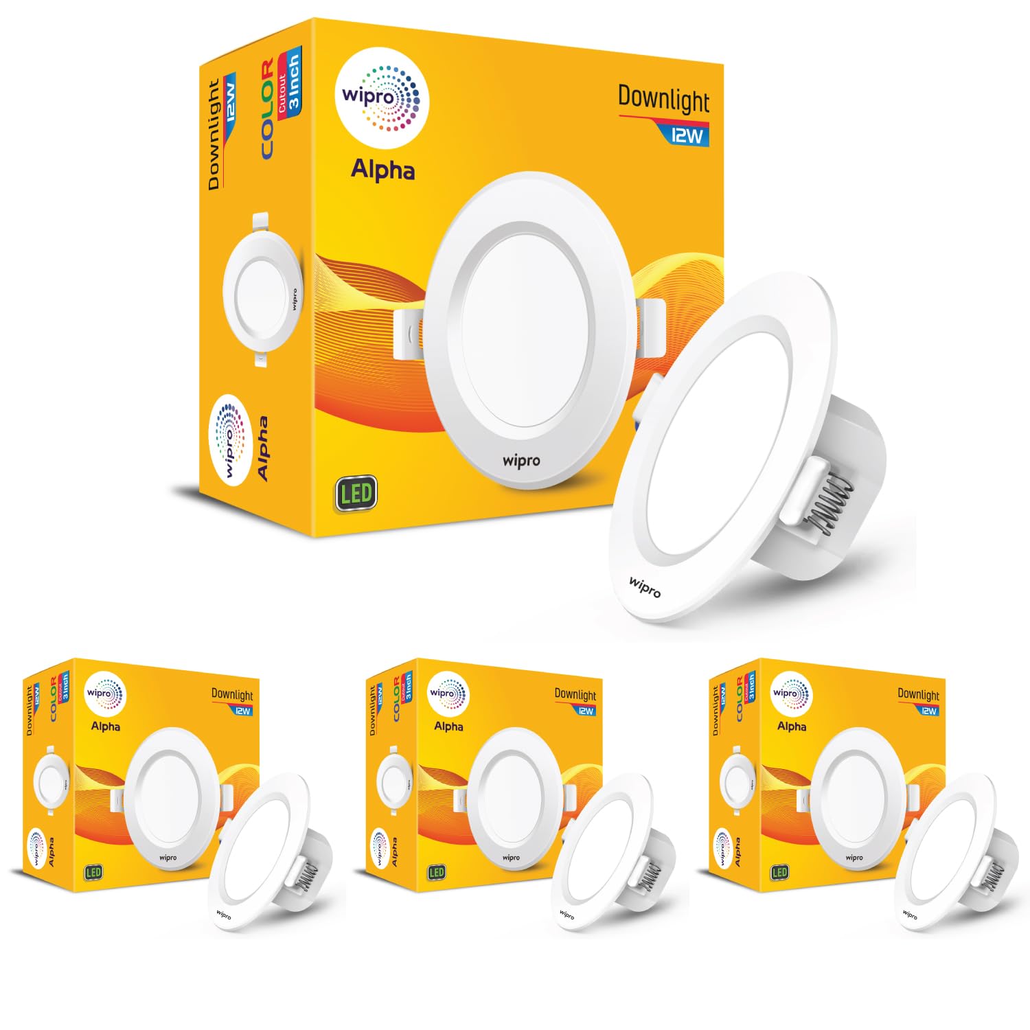 Wipro Garnet 12W Round Downlight Junction Box | Cool White (6500K) | Glare-Free Design | Recessed Downlighter for False Ceiling | Cutout ? 3 Inch | Pack of 4-image-38