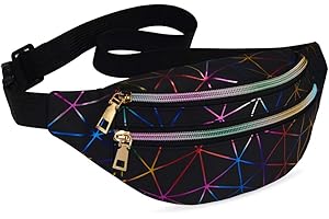 Party-Ready Women's Waterproof Fanny Pack: Holographic, Adjustable, and Lattice-Patterned