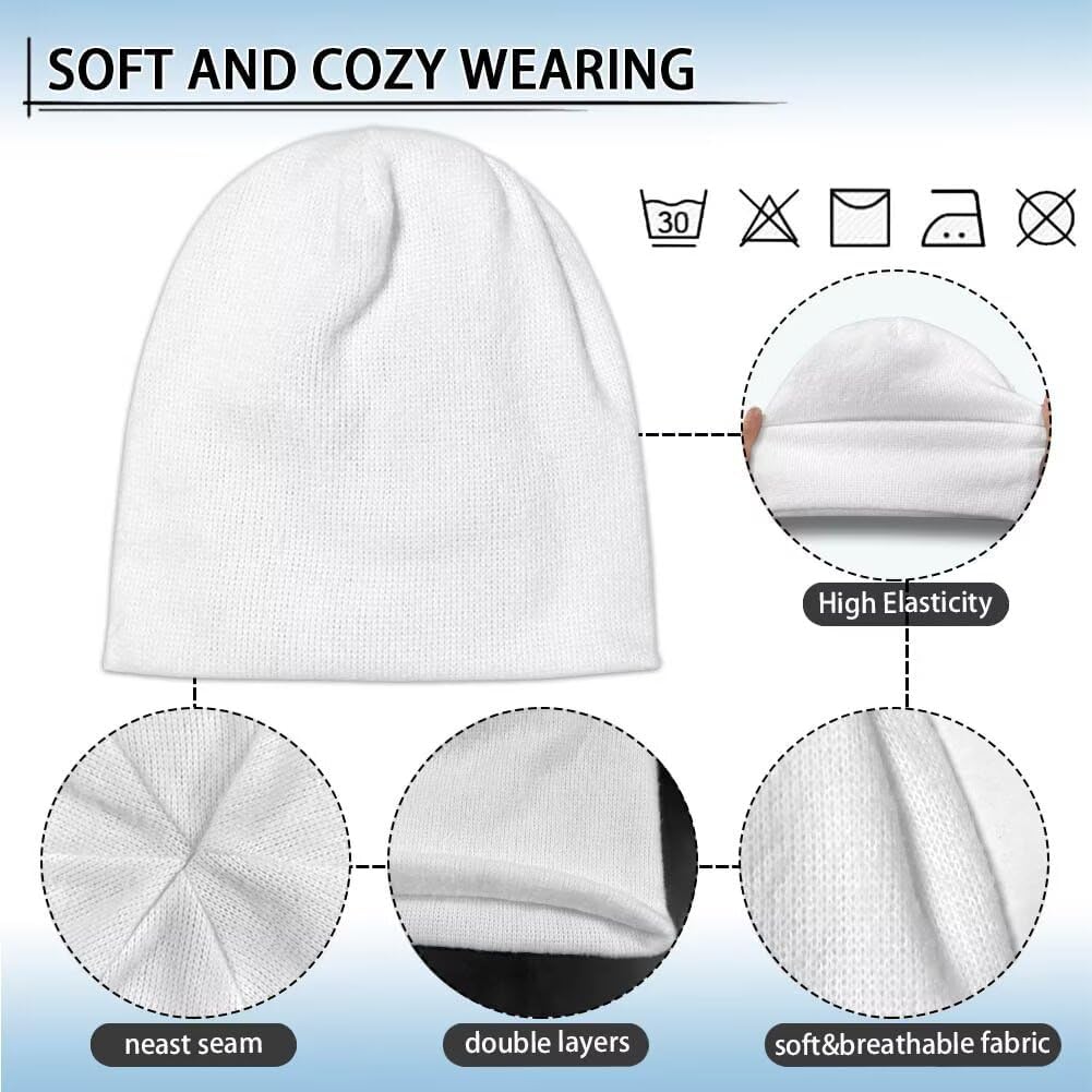 Babrukda Maple Leaves Beanie for Girls Kids Beanies Caps Soft Knit Winter Hats Roll-up Edge Stretch Caps for Cold Weather