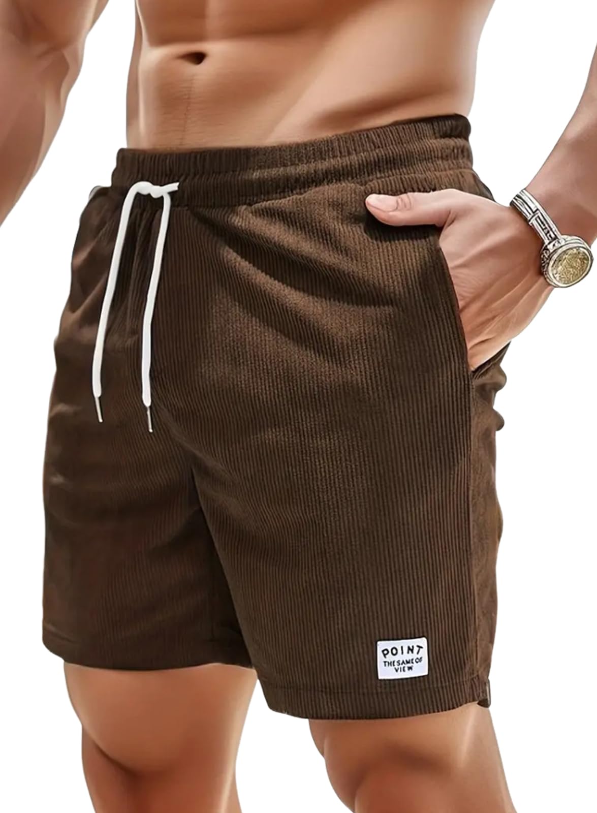 Velours Côtelé Short Homme Stretch Bermudaa Pantalon Court