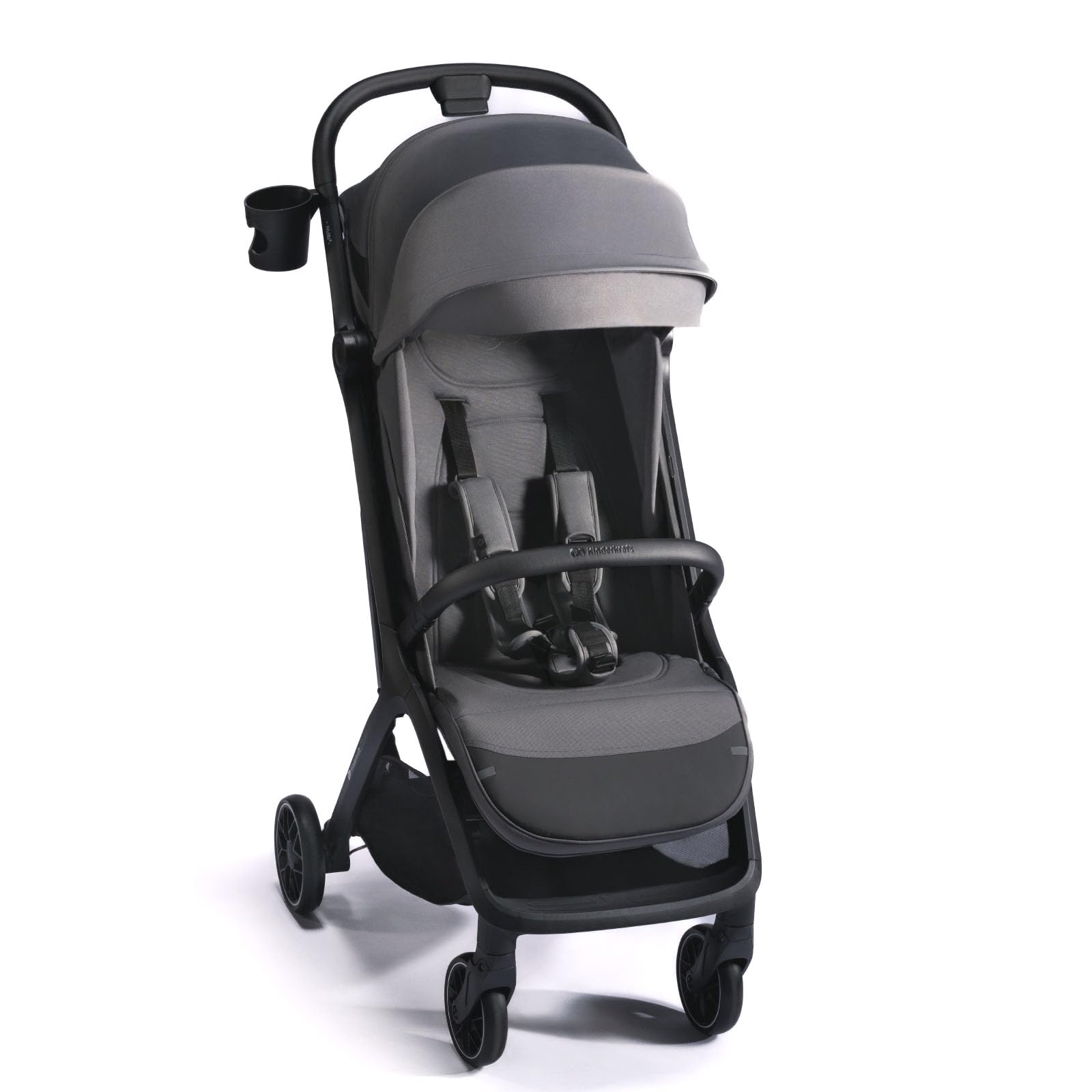 Kinderkraft NUBI 2 Poussette légère, jusqu'à 22 kg, poussette pliable automatique, capote imperméable avec filtre UPF50+, poids léger (8 kg), position allongée, ceintures de sécurité à 5 points, Gris