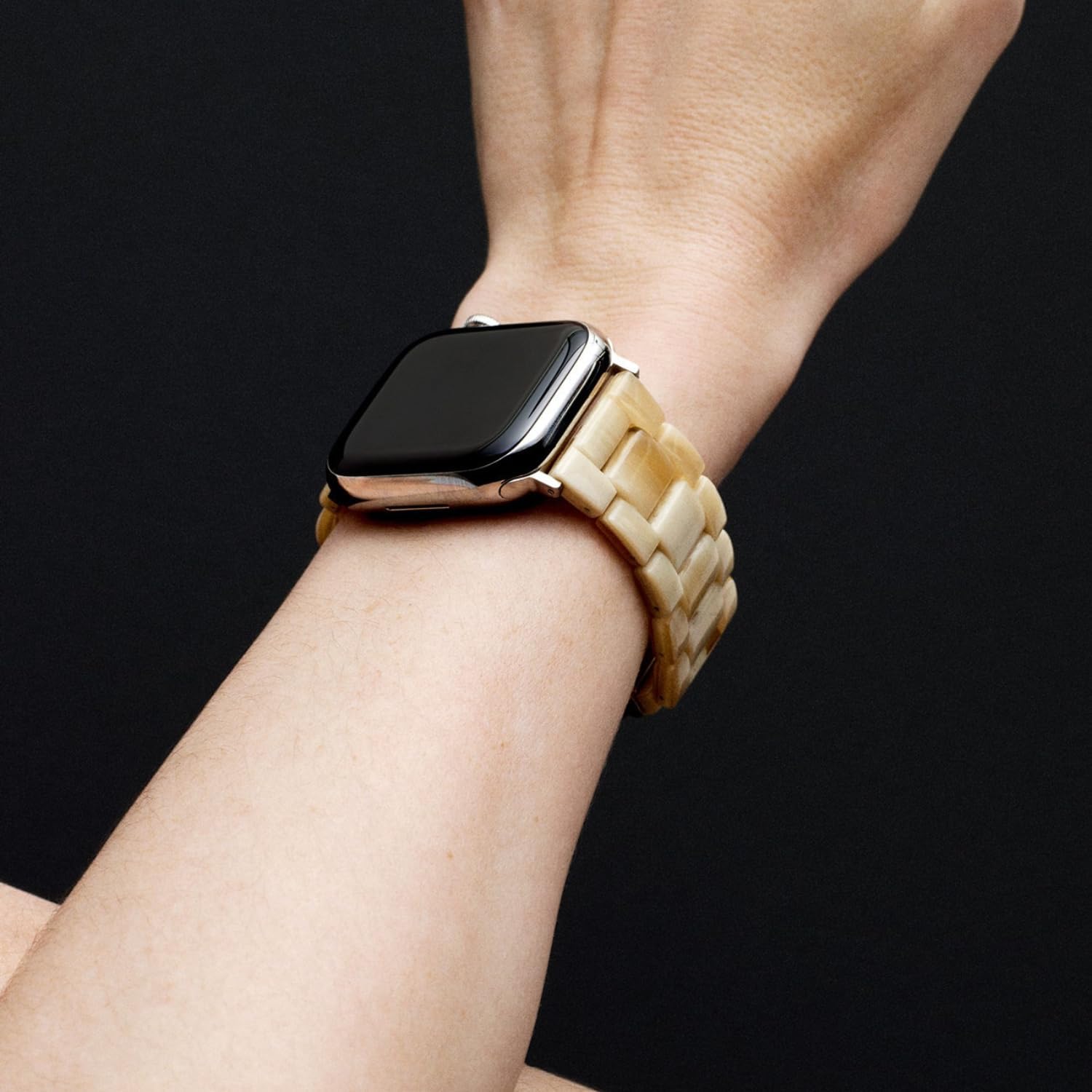 MACHETE Compatible with Apple Watch Band 38mm 40mm 41mm 42mm 44mm 45mm 49mm, Classic Tortoise Matte Fashion Acetate Resin iWatch Band for SE Series 9/8/7/6/5/4/3/2/1 Ultra 2 1 Women Men (Black Hardware)