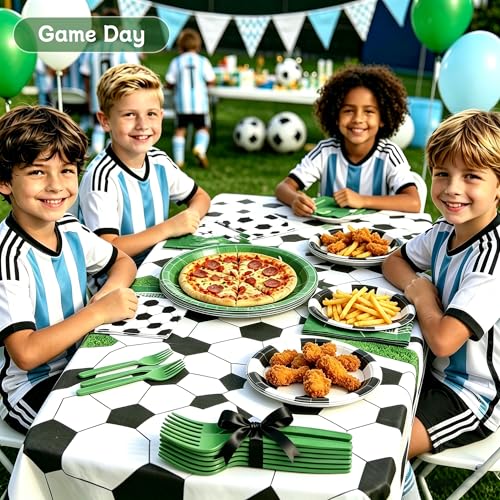 EiPibaibyi Goal & Soccer Plates and Napkins Party Supplies for 24 Guest, 120 pcs Tableware Set of 7 & 9 inch Paper Plate, Disposable Napkins,Plastic Forks for Game Day, Soccer Fans & Kids Birthday by EiPibaibyi - Used condition - Image 4