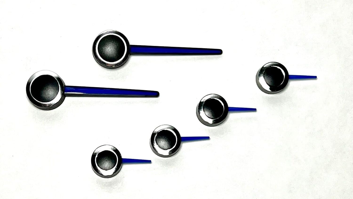 Tanin Auto Electronix Blue Needles with Black and Chrome Base for 2007+ Chevrolet Silverado, Tahoe & GMC Sierra Speedometer Gauge (Set of 6 Qty)