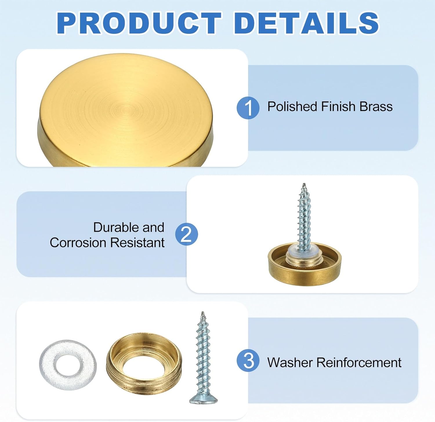 Mirror Screws 304 Stainless Steel Decorative Caps Cover Nails Fasteners, 30mm Brushed Finish Fit for Mirror Sign Advertising Hardware (8Pcs, Black)