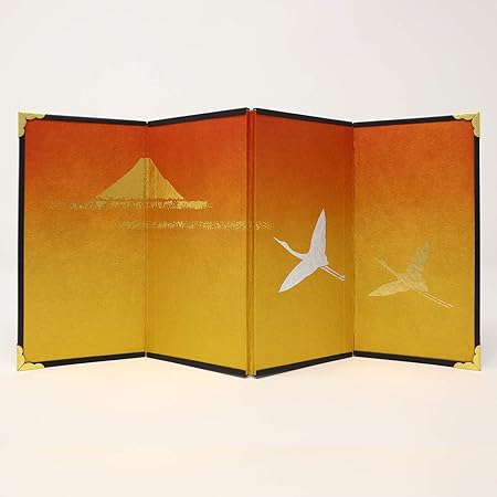 Amazon ミニ屏風 ４曲屏風 ５ 金雲 富士に鶴 高さ15cm 民芸品 おもちゃ