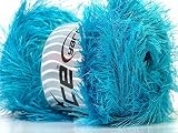 Large 100 Gram Skein Turquoise Blue Eyelash Yarn Fun Fur 164 Yards