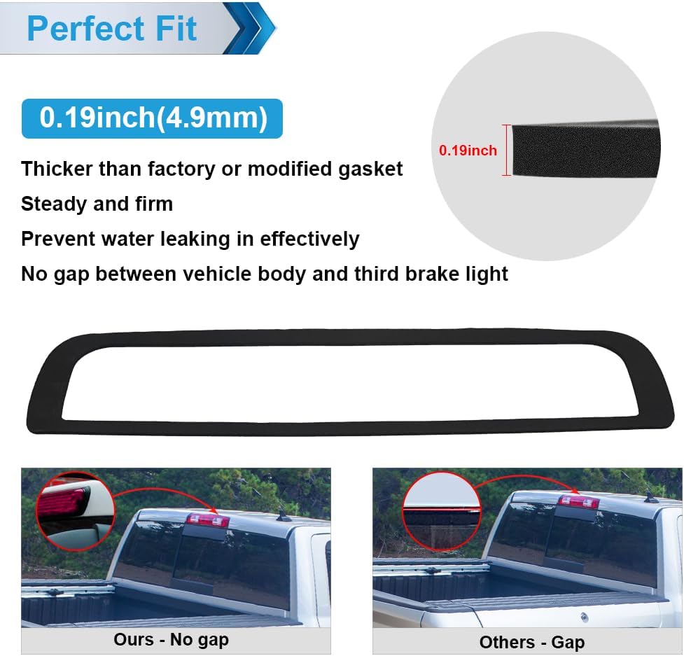 3rd Third Brake Light Gasket Seal Compatible with 2014-2018 Chevy Silverado 1500 GMC Sierra 2500HD 3500HD High Mount Stop Lamp Assembly, Single-Sided Adhesive