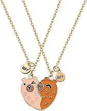 Capybara Friendship Necklace, 2 Pieces Capybara Friendship Necklaces Capibara for 2 Girls, Best Friends Necklace BFF Heart Hands Matching Necklaces, for Birthday Party Girls