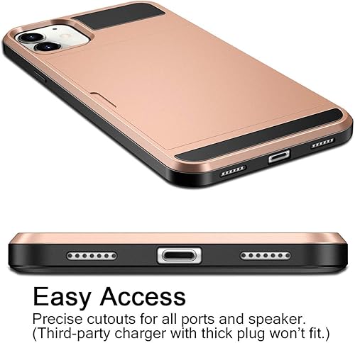 Miniatura 6 de Vofolen - Funda para iPhone 11 con tarjetero, ranura para tarjeta de crédito, puerta corredera, bolsillo oculto, antiarañazos, doble capa, híbrida,