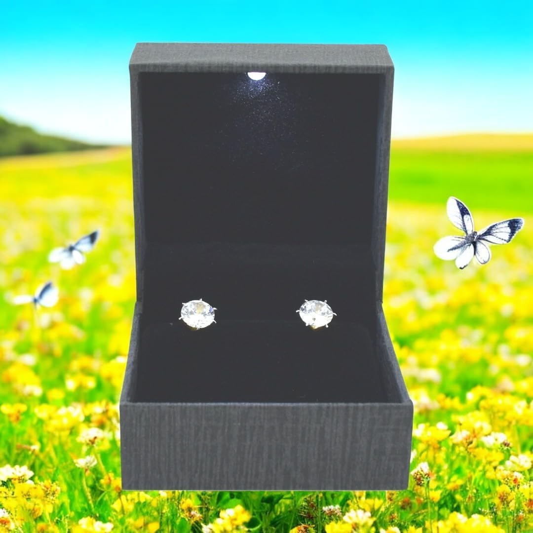 Moon Jewellery Tops/Earring Box with LED Light (Grey) 2.75 X 2.75 Perfect for Birthday, Proposal, Gifts
