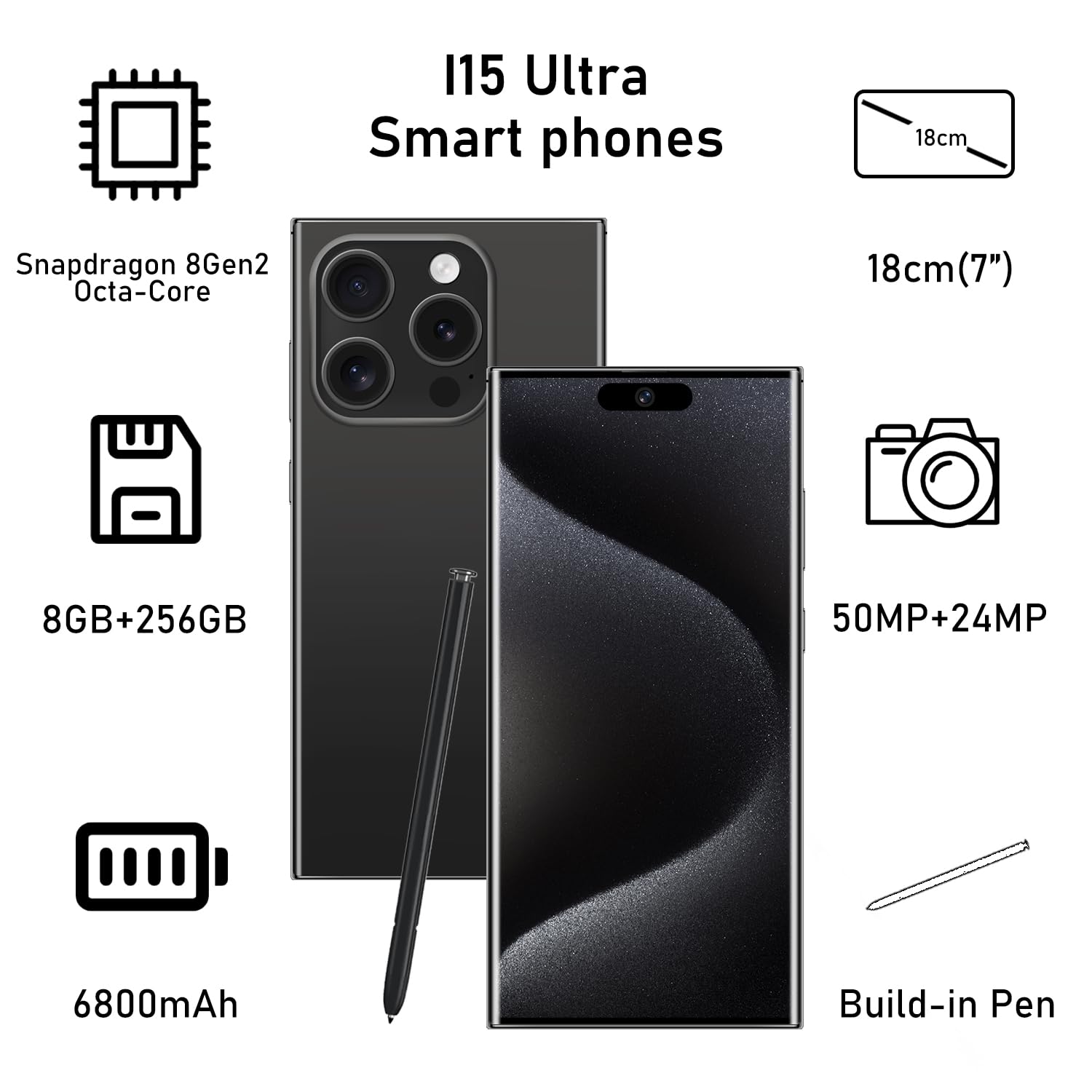 Amazon.com: VIVAHHX Unlocked Android Phones I15 Ultra 5G Cell