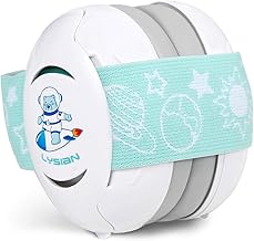 LYSIAN Baby Headphones Hearing Protection Ear Muffs for Infants 0-3 Years with Elastic Headband, Noise Cancelling Baby Earmuffs for Parade Fireworks, Festival, Sleep, Travel, Plane (White)