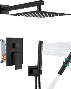 Aolemi Shower System with Rain Head and Handheld,12-Inch,Matte Black