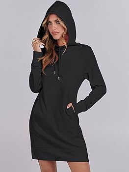 Amazon.com: ANRABESS Womens Sweatshirt Dress Long Sleeve Hoodies Mini  Dresses Fleece Casual Hoodie with Pockets 2025 Fall Fashion Black Small :  Clothing, Shoes & Jewelry