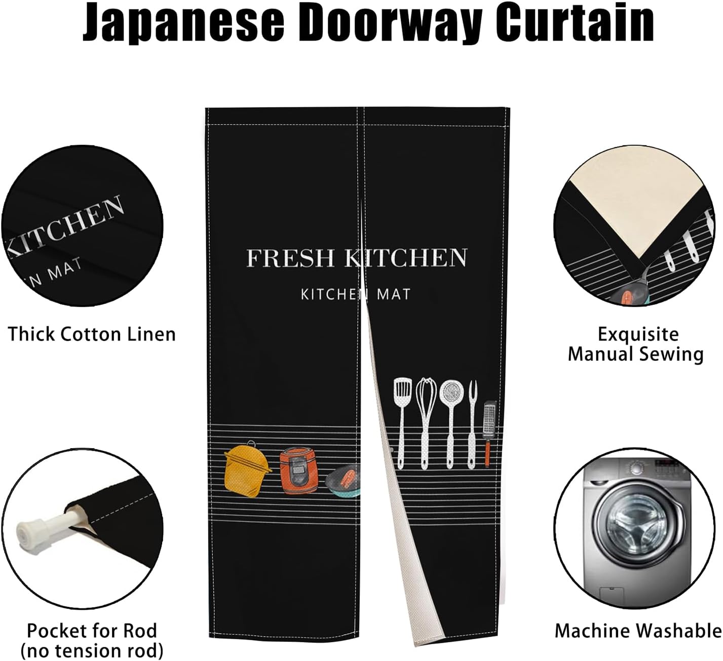 Japanese Doorway Curtain Noren Kitchenware Printed Doorway Curtain Window Treatment Hanging Boho Long Type Door Tapestry Panel Bar Kitchen Room Divider Home Decor,33.5"x 70.9"