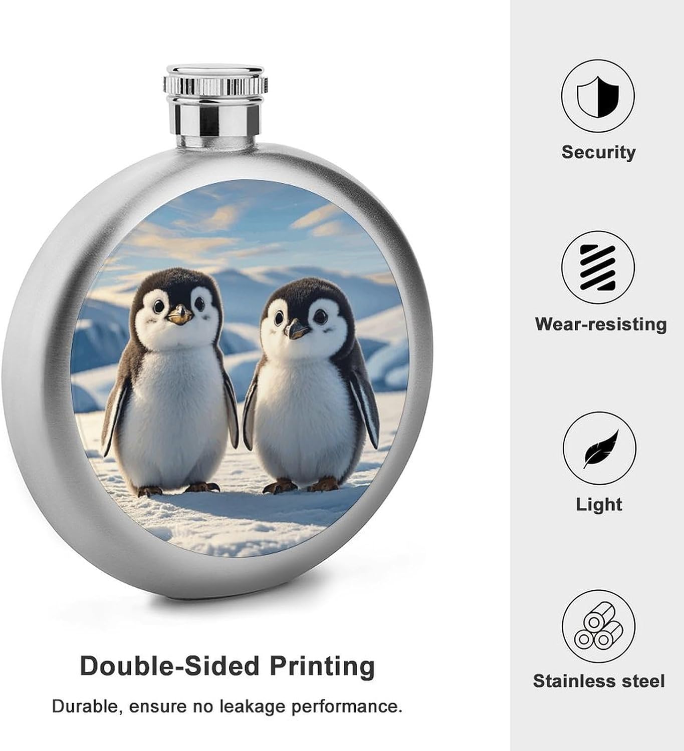 Cute Penguins Stainless Steel Flagon to 5 Oz with Screw Cap,Hip Flask for Men–Whiskey & Liquor Pocket Flask,Alcohol Flagon for Camping Drink Sports Outdoor Wine Bottle