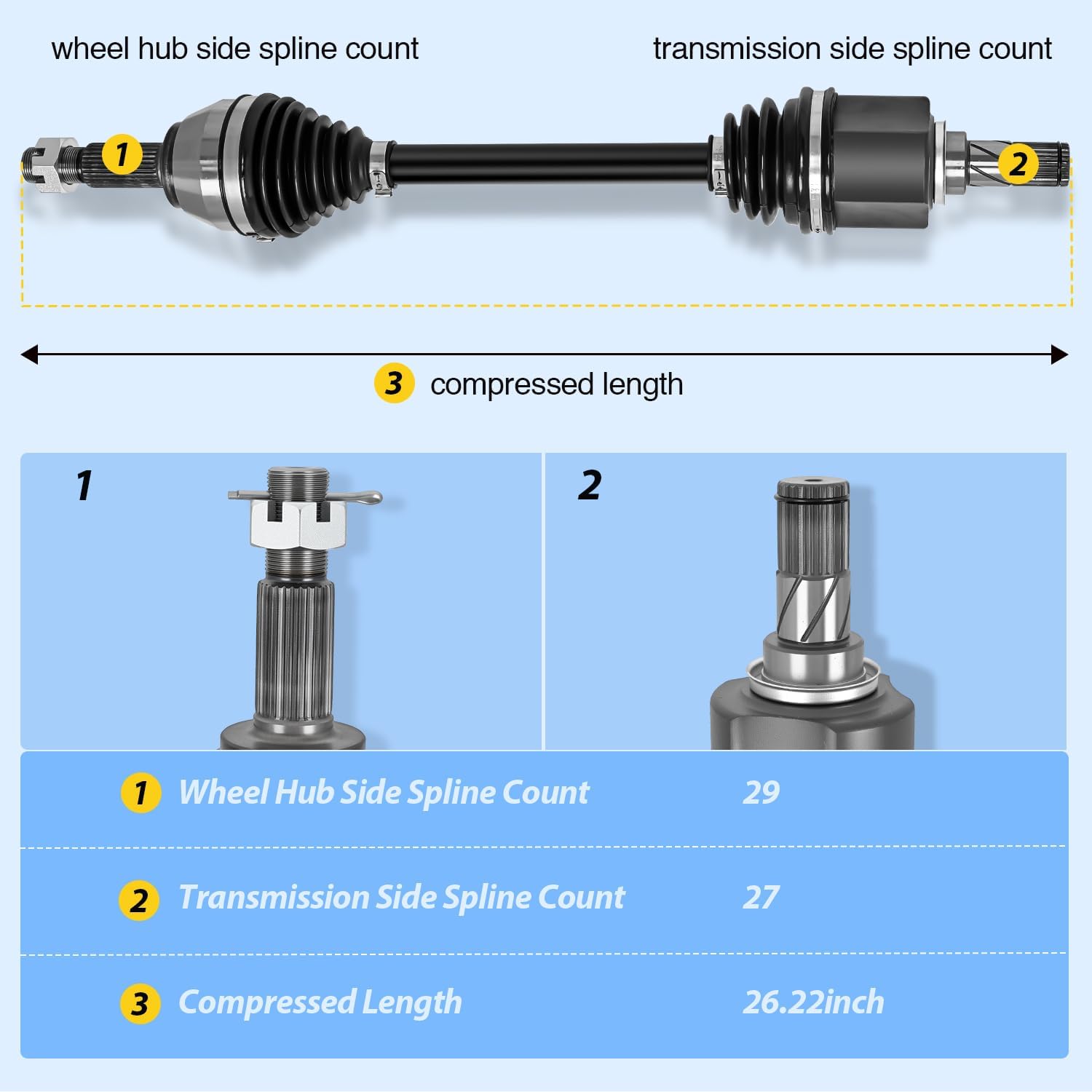 Nilight CV Axle Shaft Assembly Compatible with 2007 2008 2009 2010-2012 2013 Nissan Altima 2011-2013 Rogue 2014-2015 Rogue Select 2007-2012 Sentra Half-Shaft Assemblies Replacement Front Driver Side