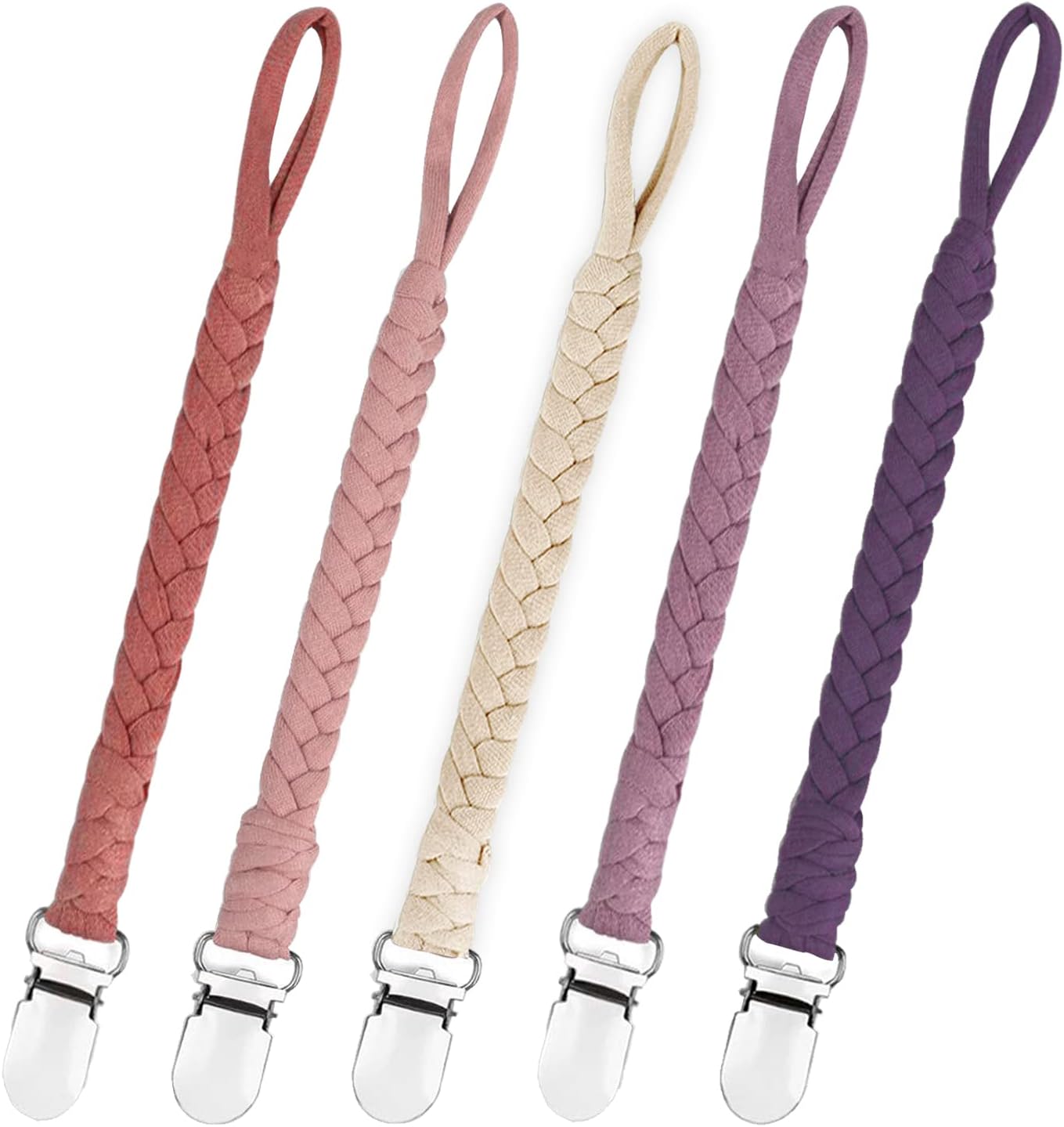 Braided Pacifier Clip for Boys & Baby Girl, Binky Clips Pacifier Holder 100% Handmade Teething Straps Unisex Design