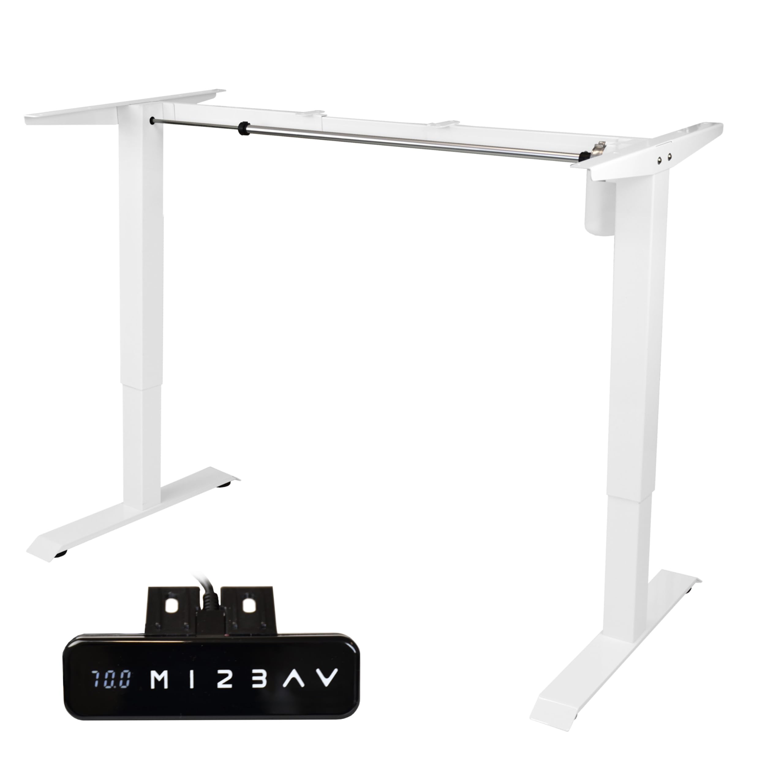 POKAR Electric Standing Desk Frame Height Adjustable | Height 70 to 118 cm, Width Adjustable 100 to 175 cm | Memory Panel with USB-C and USB-A | Frame for Sit Stand Desk at Home Office | White
