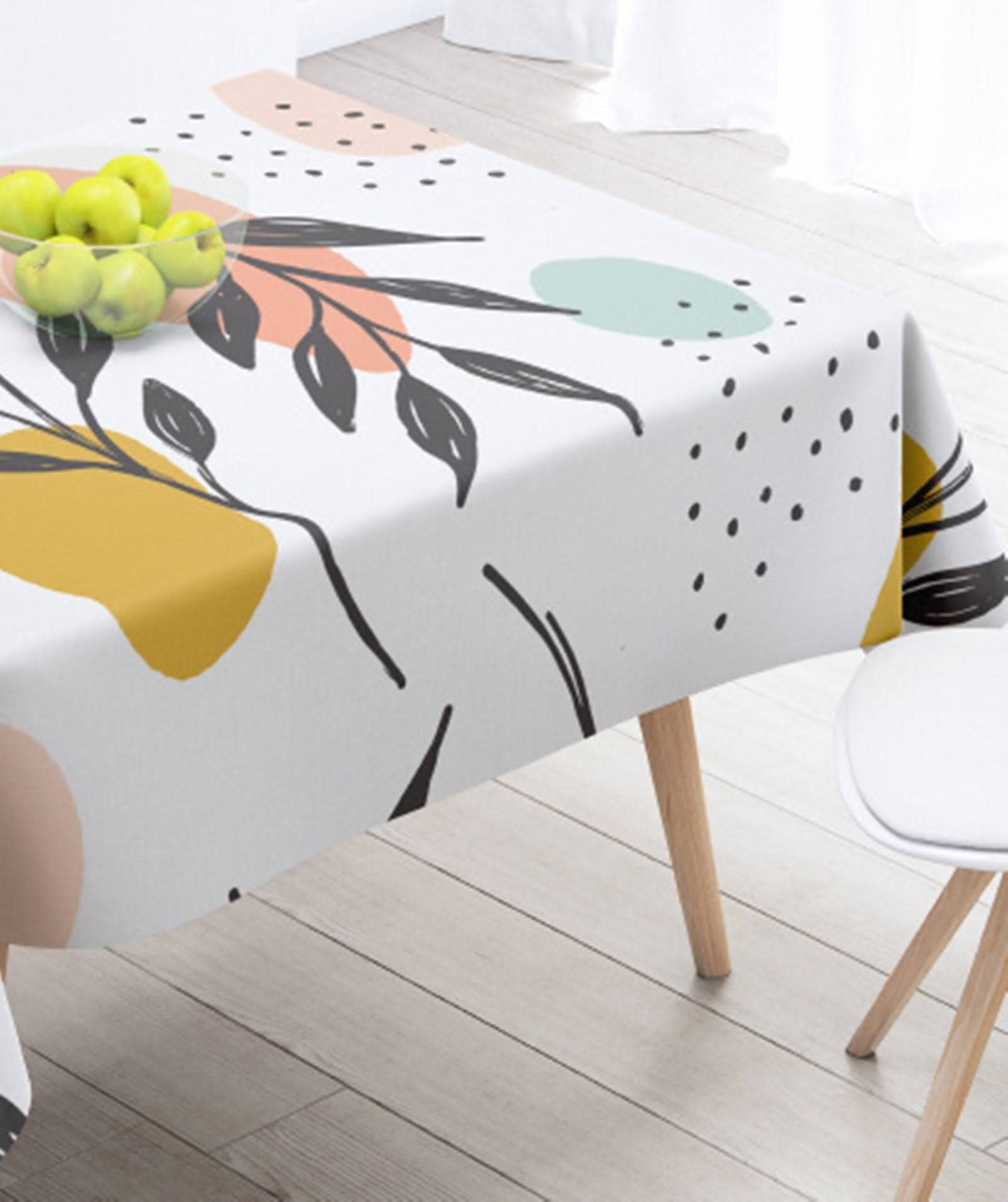 Tovaglia Cotone Grezzo Tovaglie Rettangolari Foglie Nere Antimacchia Geometrica Copri Tavolo Cucina Impermeabile Cotone Lino Stile 6 Decorazione Protezione 140X230Cm