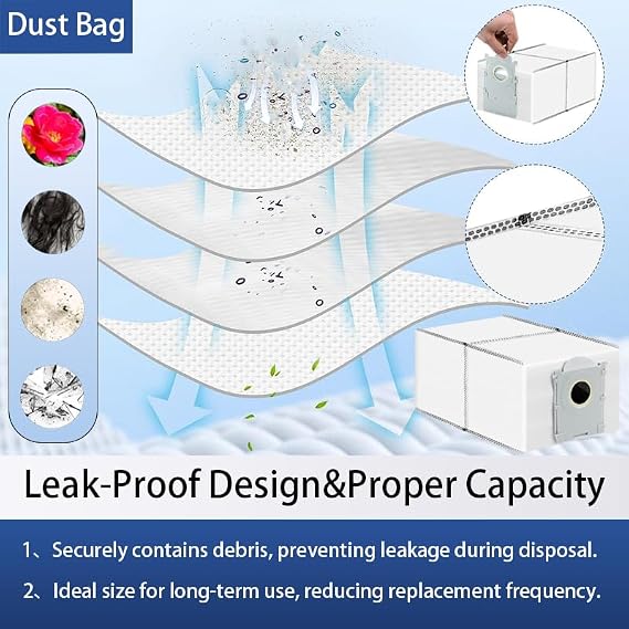 25 Pcs Replacement Parts Compatible with Ecovacs Deebot T30C Omni / T30C Pro Omni Robot Vacuum Cleaner Accessories, 2 Main Brushes, 6 Side Brushes, 4 Filters, 6 Dust Bags, 6 Mop Pads, 1 Cleaning Tool
