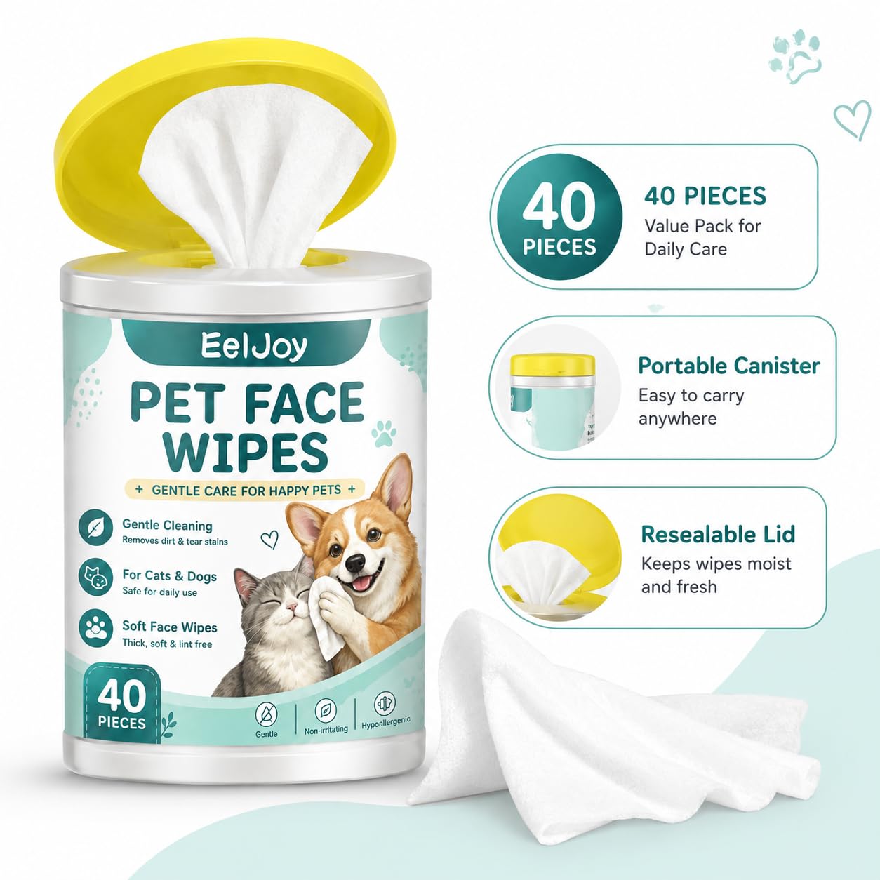 Salviette per cani e gatti (confezione da 4)