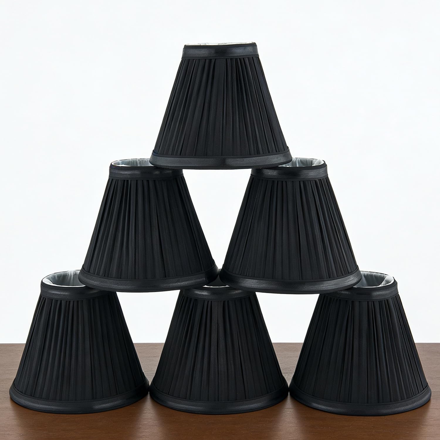 Chandelier Shades Set of 6,Mini Lamp Shade 3" Top x 6" Bottom x5" Slant,Small Lamp Shades Clip On Bulb,Pleated Chandelier Lamp Shades,Fabric Lampshades that Attach to The Bulb(White Floral)