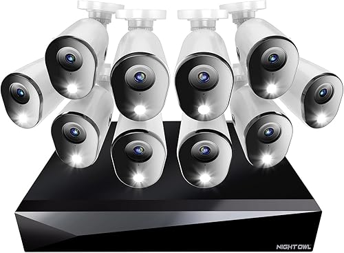 Night Owl Sistema de cámara de seguridad para el hogar con audio de 20 canales DVR de 20 canales con (10) cámaras de disuasión HD de 1080p con cable