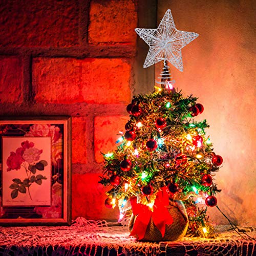 Stobok 1Pc Christmas Tree Topper, 23. 5X20. 5Cm Christmas Tree Topper Lighted Star Glittered Xmas Tree Star Treetop For Christmas Tree Decorations| Silver #TOP7