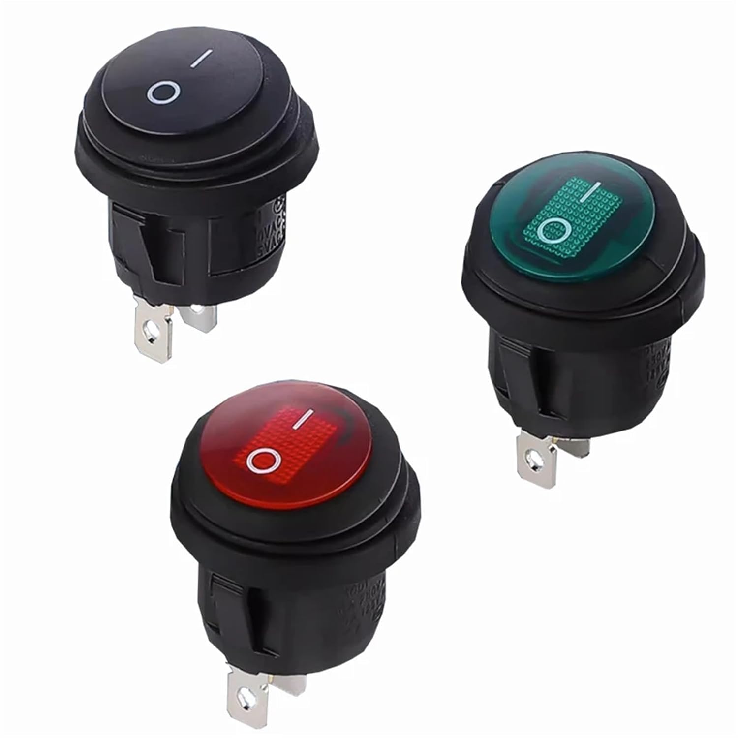 1Pcs on/Off SPST Round Waterproof Boat LED Rocker switchlight 12V 220V Power Button Switch on Off on тумблер лодка(70A,LED AC 220V-250V)