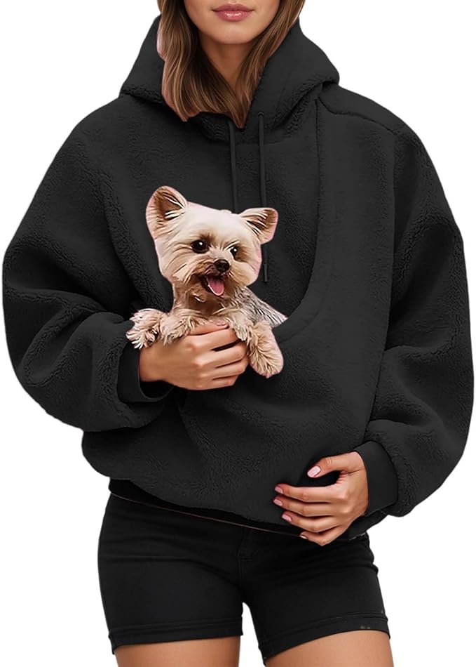 Sweat à Capuche Pour Femme Avec Poche De Transport Pour Animal