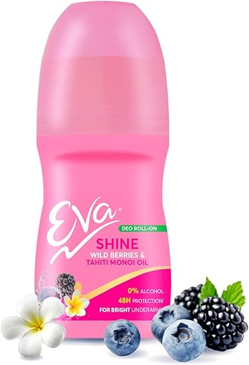 Eva Shine Underarm Roll on Deodorant | With Tahiti Monoi Oil & Wild Berries Extracts | Alcohol & Aluminium Free | 48 H Protection from Odour | Keeps Underarms Bright & Smooth |…