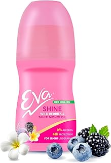 Eva Shine Underarm Roll on Deodorant With Tahiti Monoi Oil & Wild Berries Extracts Alcohol & Aluminium Free 48 H Protection from Odour Keeps Underarms Bright & Smooth Skin Friendly For Women 50ml