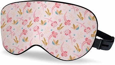 Vnwoalu Aquarium Scene Sleep Eye Mask Axolotl Sea Weed Elements Men Women Sleep Mask with Adjustable Strap Eye Cover Eye Shade for Travel, Nap,Meditation
