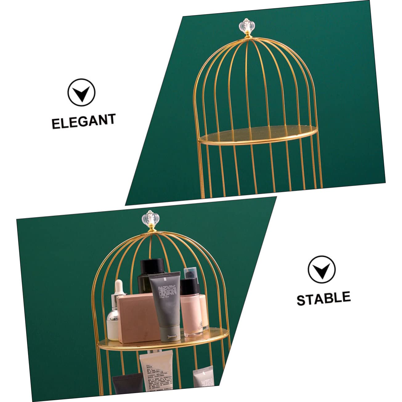PRETYZOOM Makeup Organizer Im Vogelkäfig-design Doppelt Für Hochzeiten Partys Dekorativer Aufbewahrungsständer Für Kosmetik Und Desserts