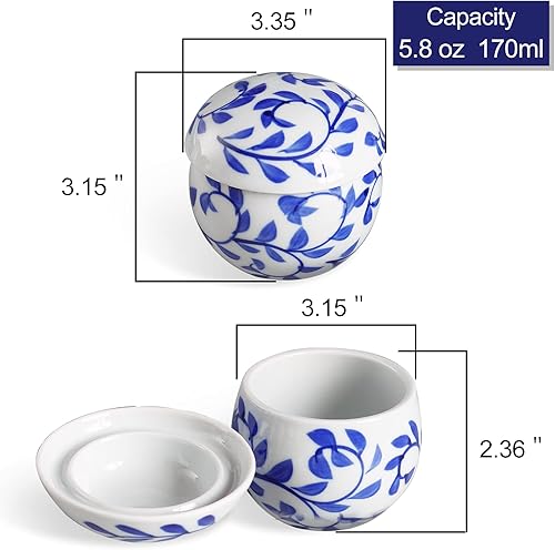 Miniatura 3 de Cinf Juego de 2 ollas japonesas de 6 onzas con tapa para cocina de vapor, cuencos de cerámica para sopa, tazones para crema de huevo y verduras