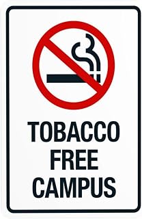 AECHKO 8X12 Inch Tobacco Free Campus Warning Sign Aluminum Weatherproof Prohibition Metal with 4 Pre Drilled Holes Easy to Mount for Home Business Road Yard Garage Street Indoor Outdoor